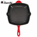 Emaille Gusseisen Square Grill Pan 28cm mit doppelten Ausgießer